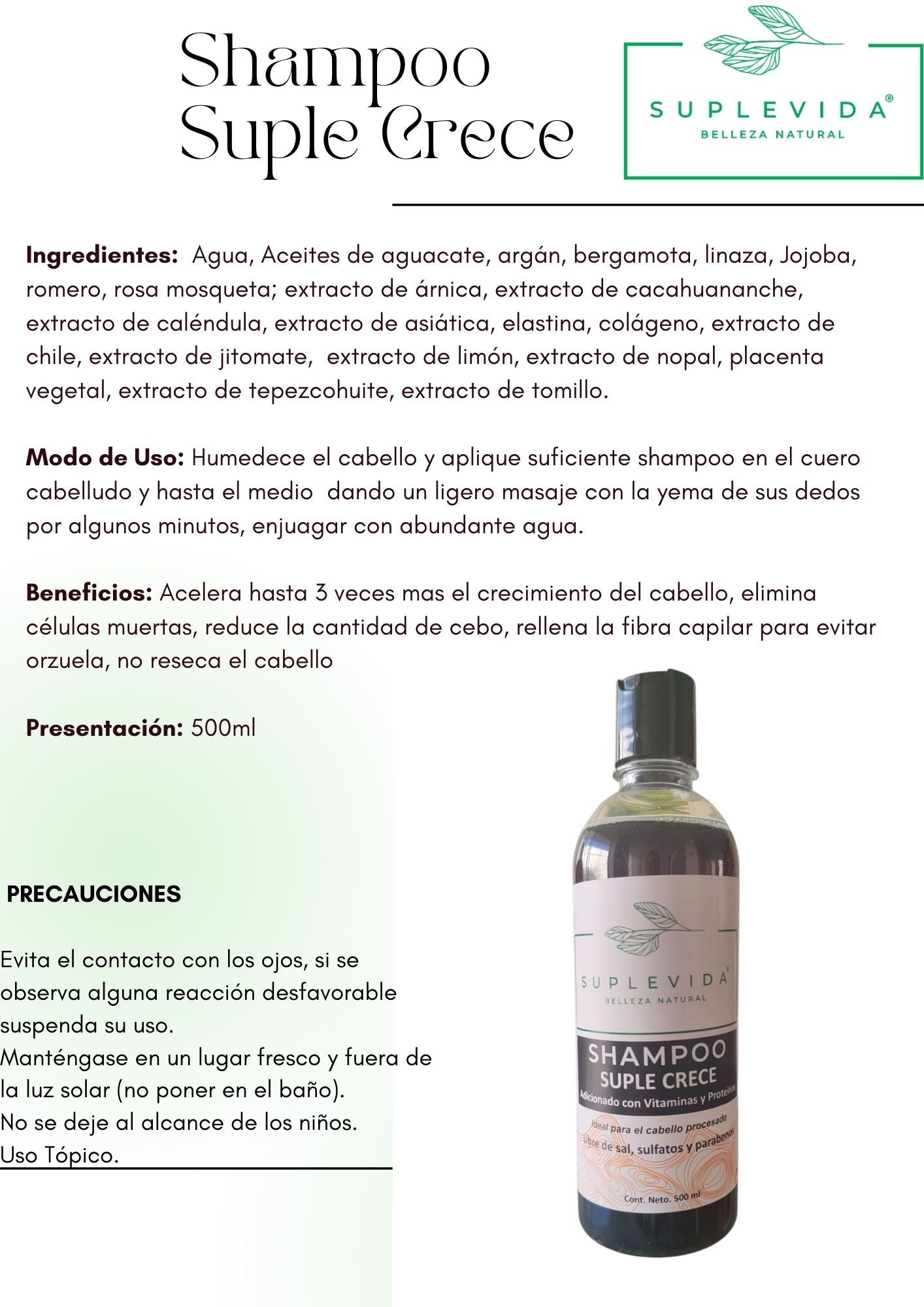 Shampoo Suple Crece 500 ml