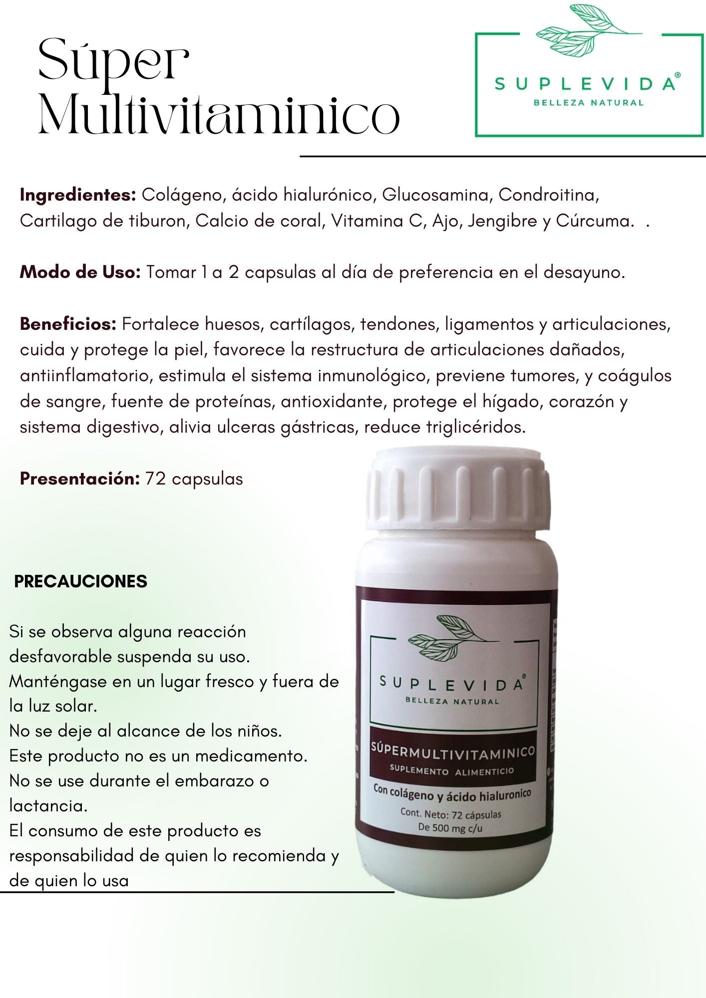 Supermultivitamínico 72 cápsulas