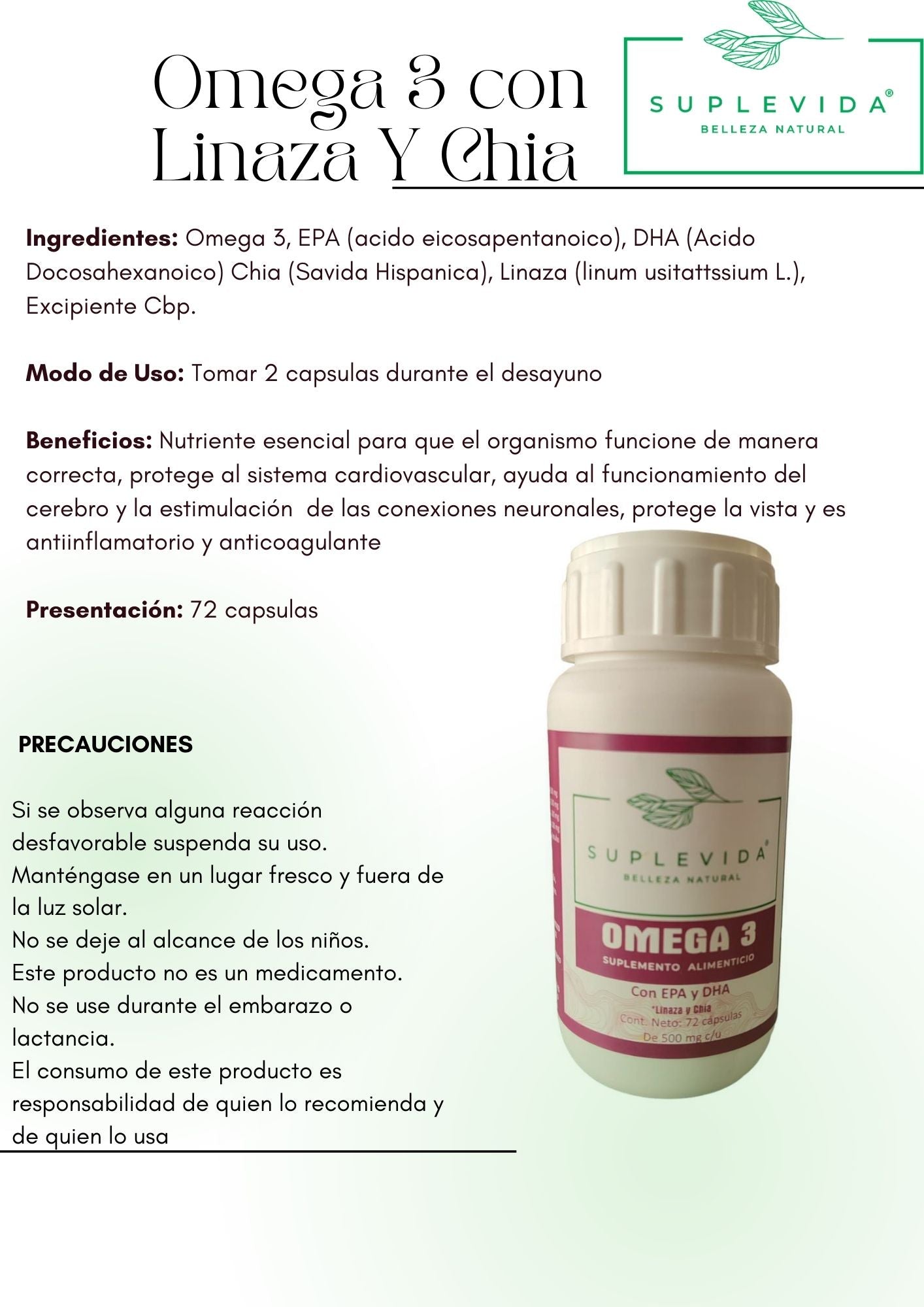 Omega 3 72 cápsulas