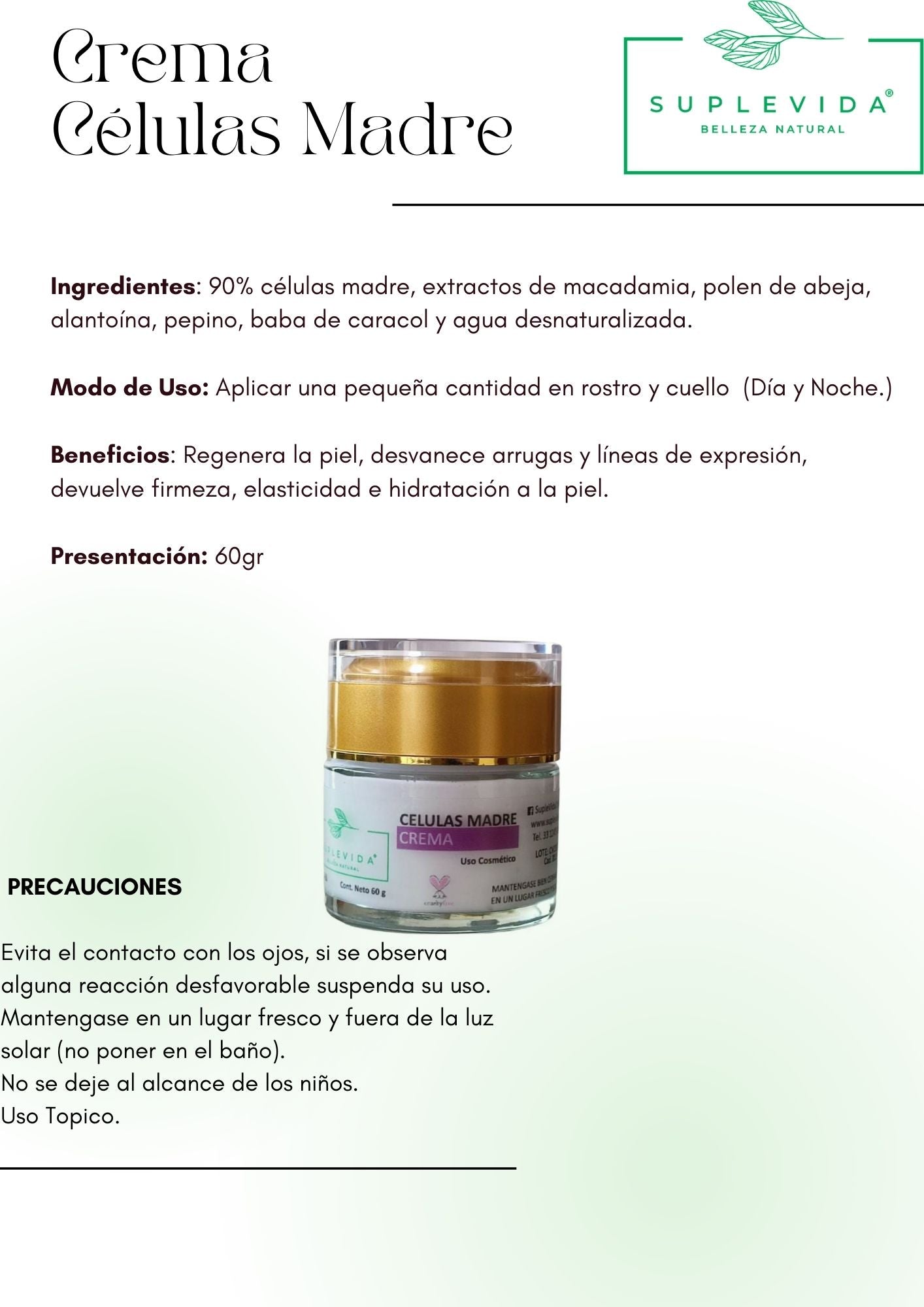 Crema de células madre 60 g