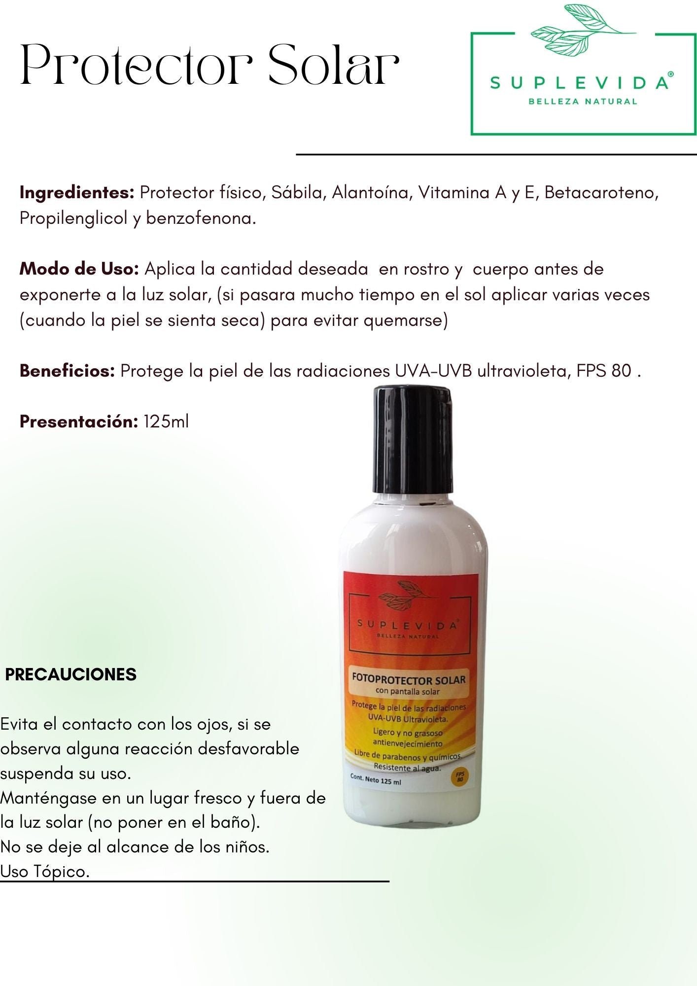 Protector solar 125 ml